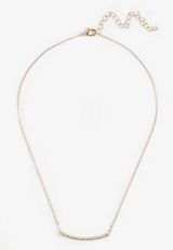 Everyday Layers Gold Rhinestone Curved Bar Necklace, GOLD, small