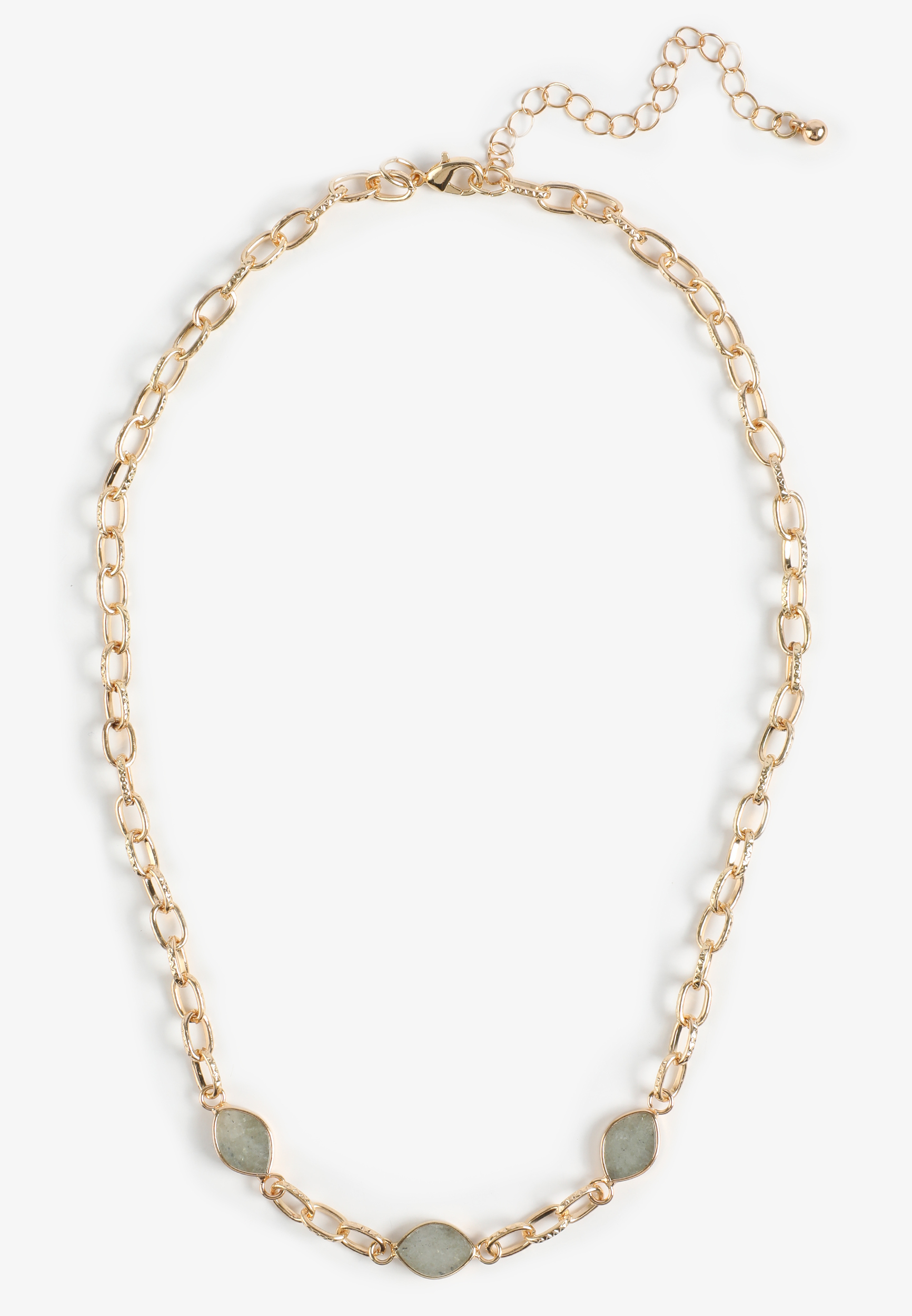 Grey Agate Stone Gold Oval Link Necklace | maurices