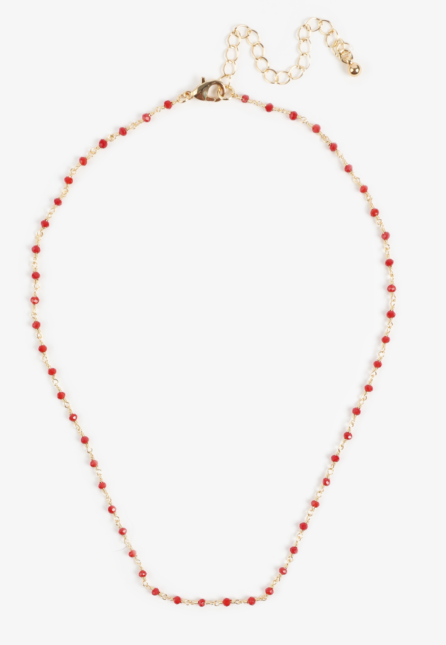 Everyday Layers Gold Red Beaded Necklace, C7543, large