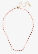 Everyday Layers Gold Red Beaded Necklace, C7543, small