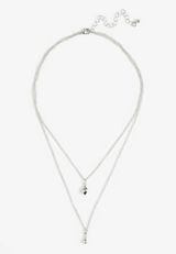 Silver Sculpted Teardrop Layered Necklace, C431, small