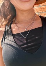 Silver Sculpted Teardrop Layered Necklace, C431, small