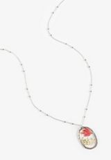 Pressed Flower Oval Pendant Necklace, C605, small