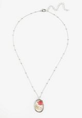Pressed Flower Oval Pendant Necklace, C605, small