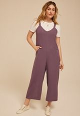 Cool Crepe Wide Leg Jumpsuit, BLACK PLUM, small