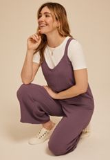 Cool Crepe Wide Leg Jumpsuit, BLACK PLUM, small