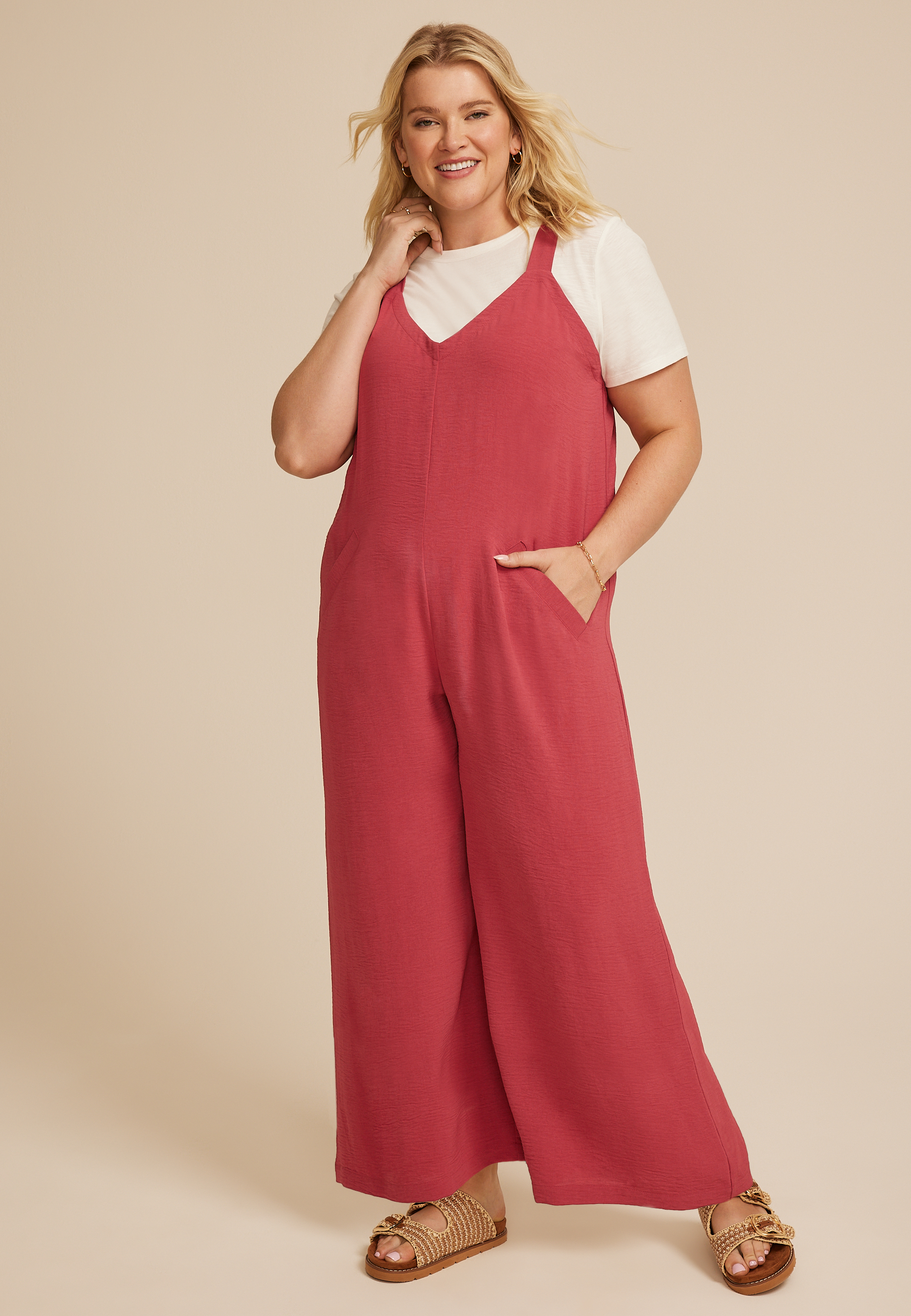 Plus Size Cool Crepe Wide Leg Jumpsuit