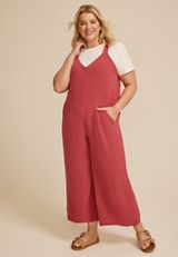Plus Size Cool Crepe Wide Leg Jumpsuit, C194, small