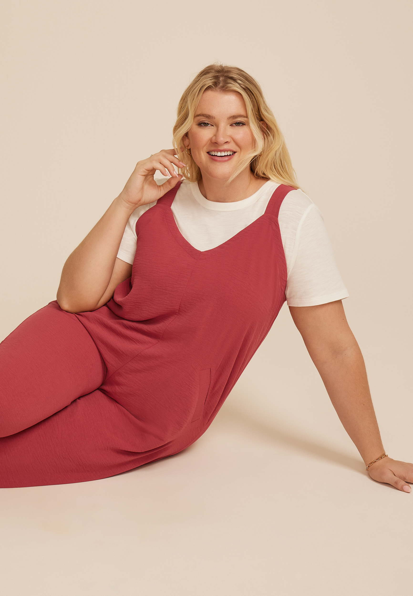 Plus Size Cool Crepe Wide Leg Jumpsuit, C194, large