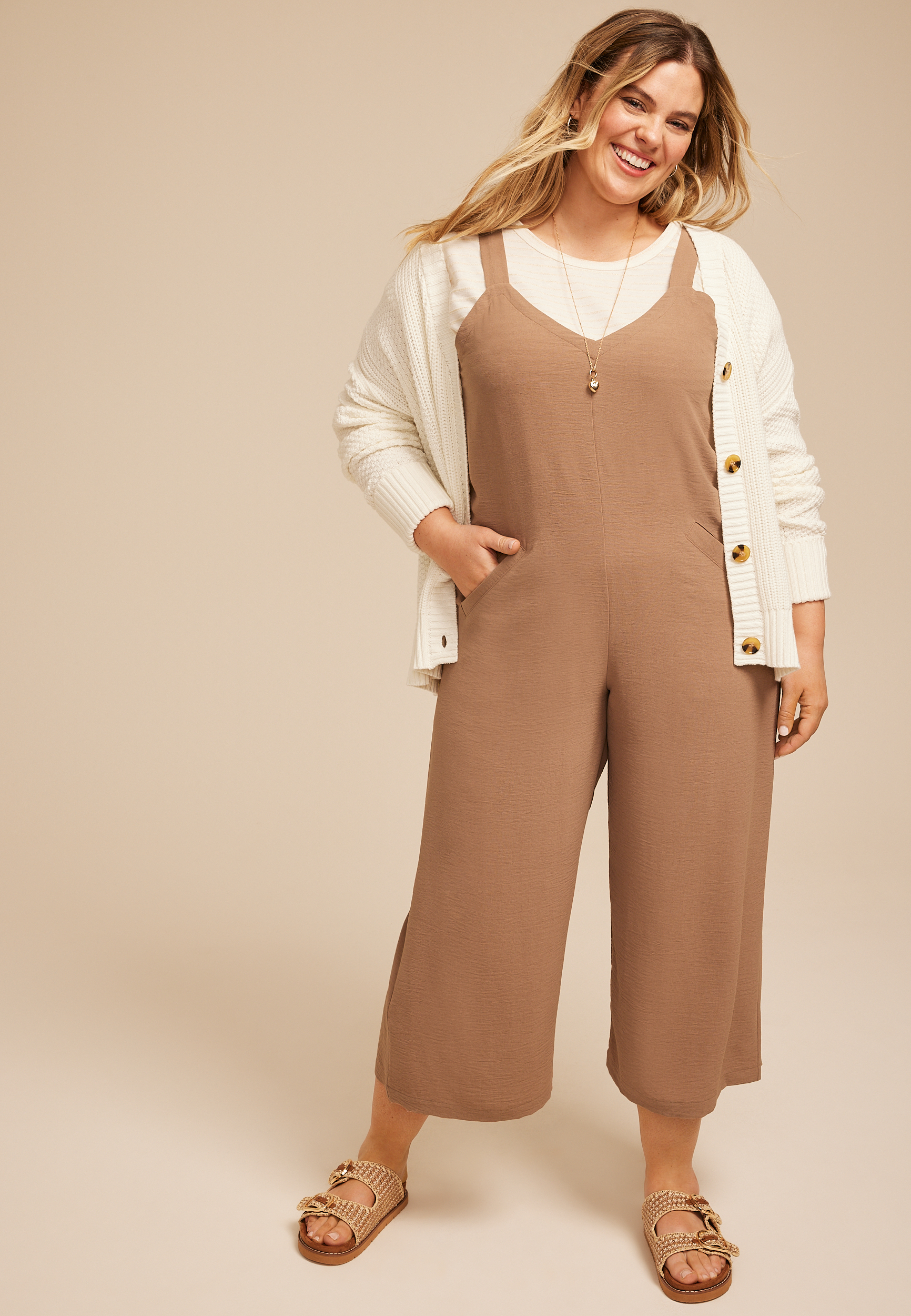 Plus Size Cool Crepe Wide Leg Jumpsuit