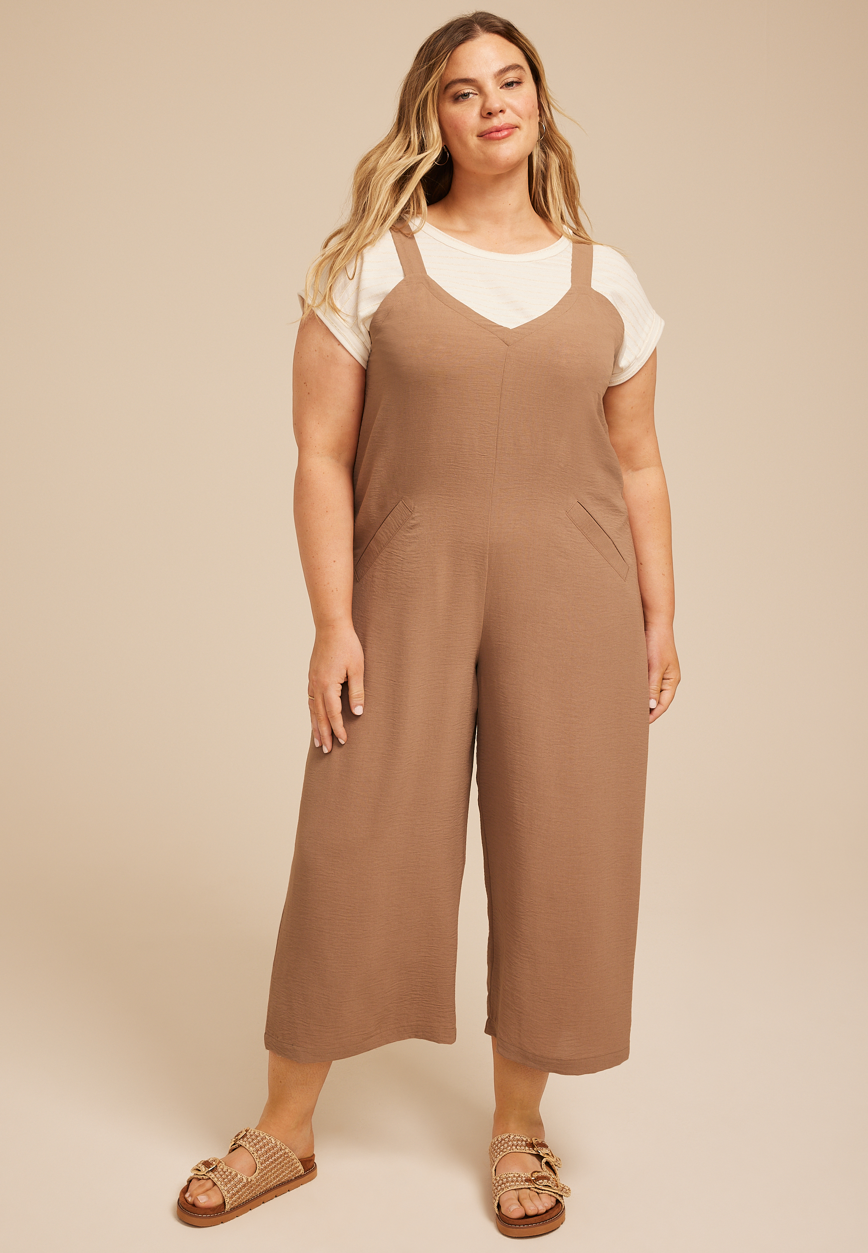 Plus Size Cool Crepe Wide Leg Jumpsuit - thumbnail 6