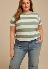 Plus Size 24/7 Dawson Striped Crew Neck Tee, C914, small