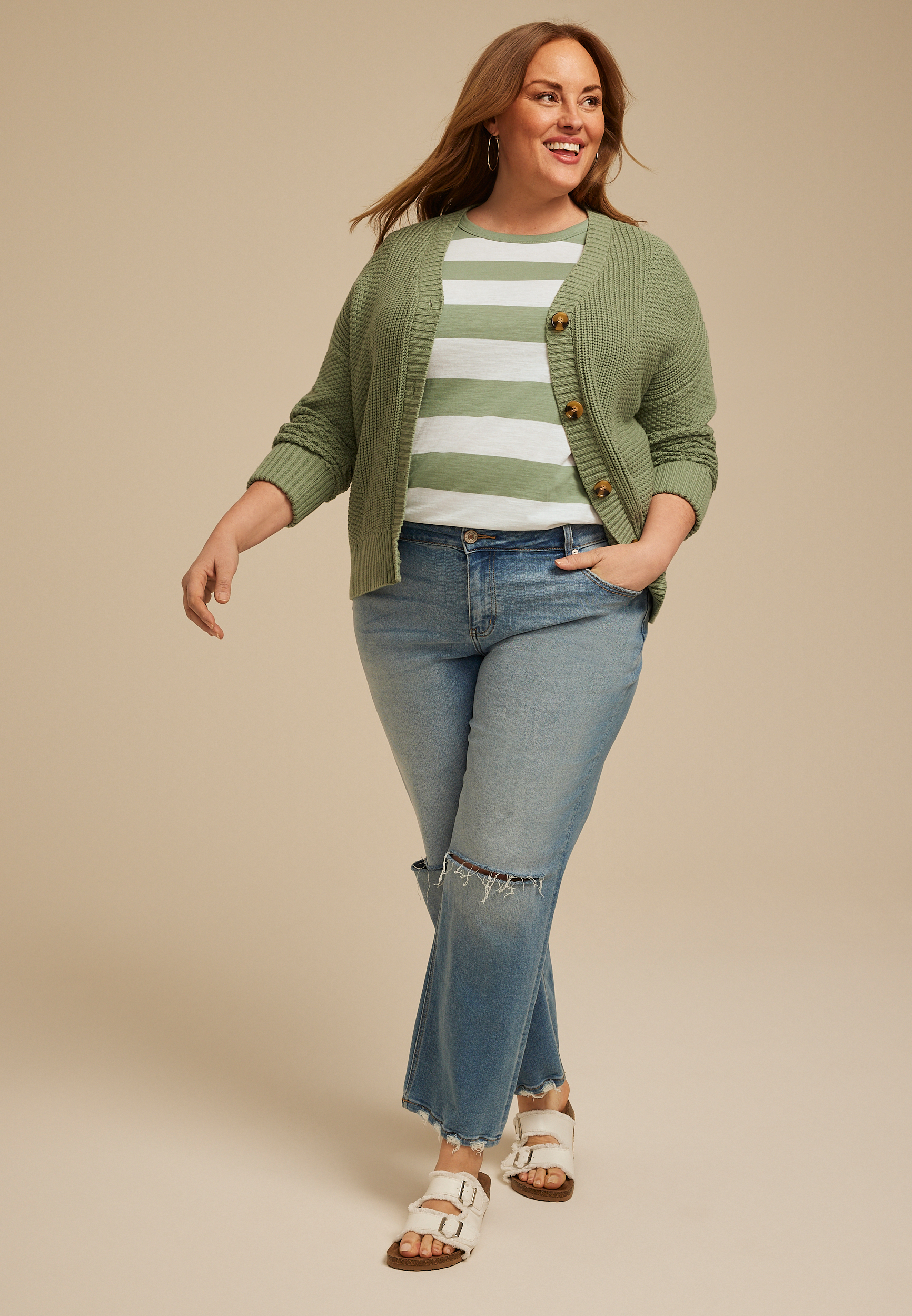 Plus Size 24/7 Dawson Striped Crew Neck Tee, C914, large