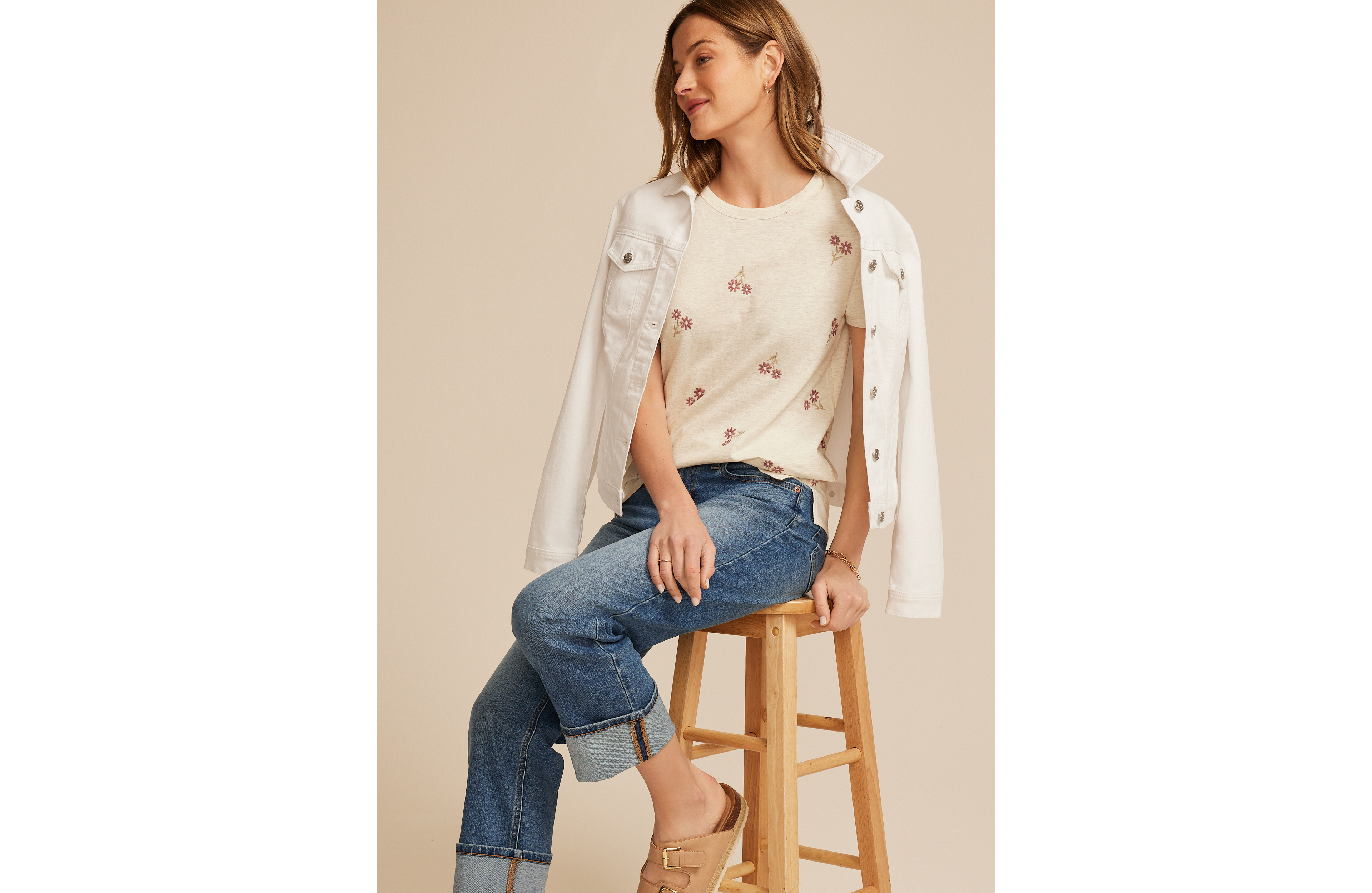 24/7 Dawson Floral Embroidered Crew Neck Tee