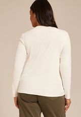 Plus Size Floral Embroidered Henley Long Sleeve Tee, C9298, small