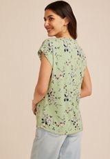 24/7 Magnolia Floral V Neck Tee, C8712, small