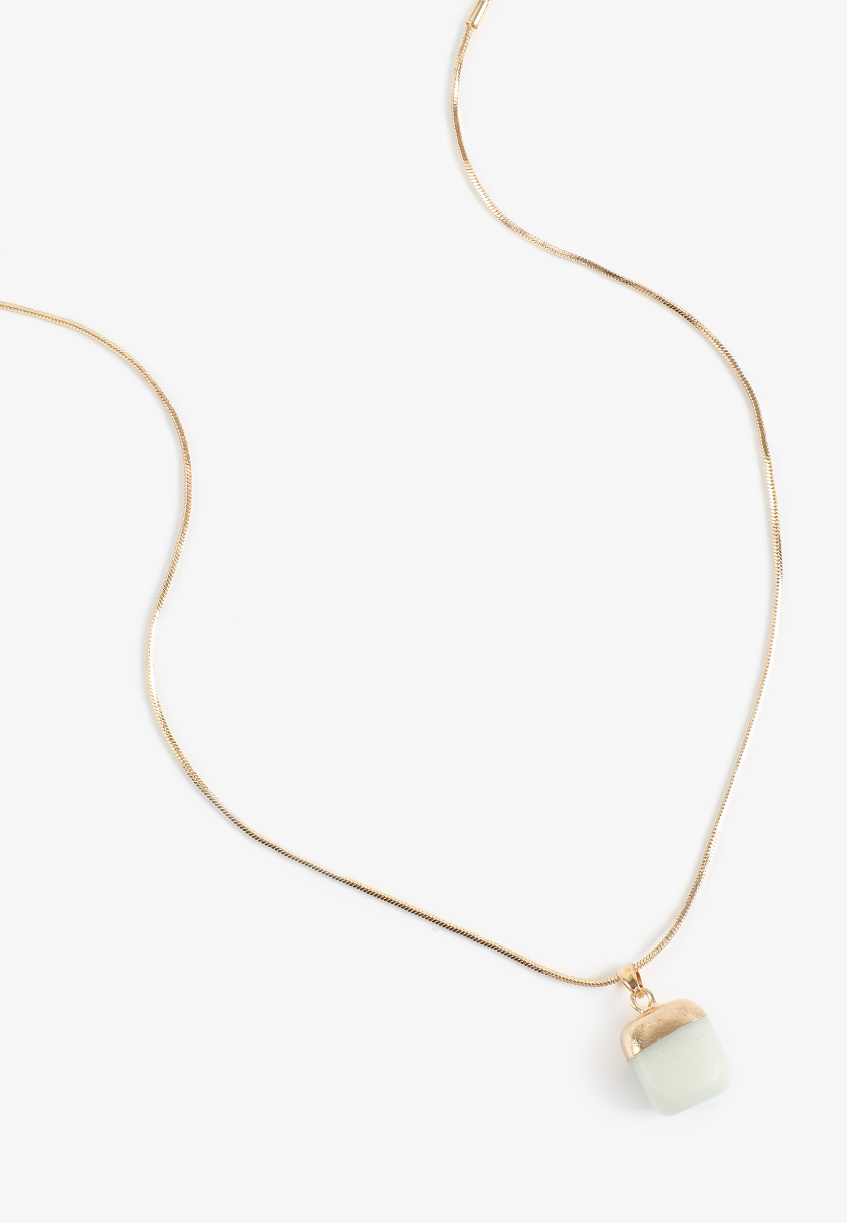 Genuine Stone Two Tone Pendant Necklace