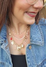 Gold Heart Charm Necklace, C2404, small