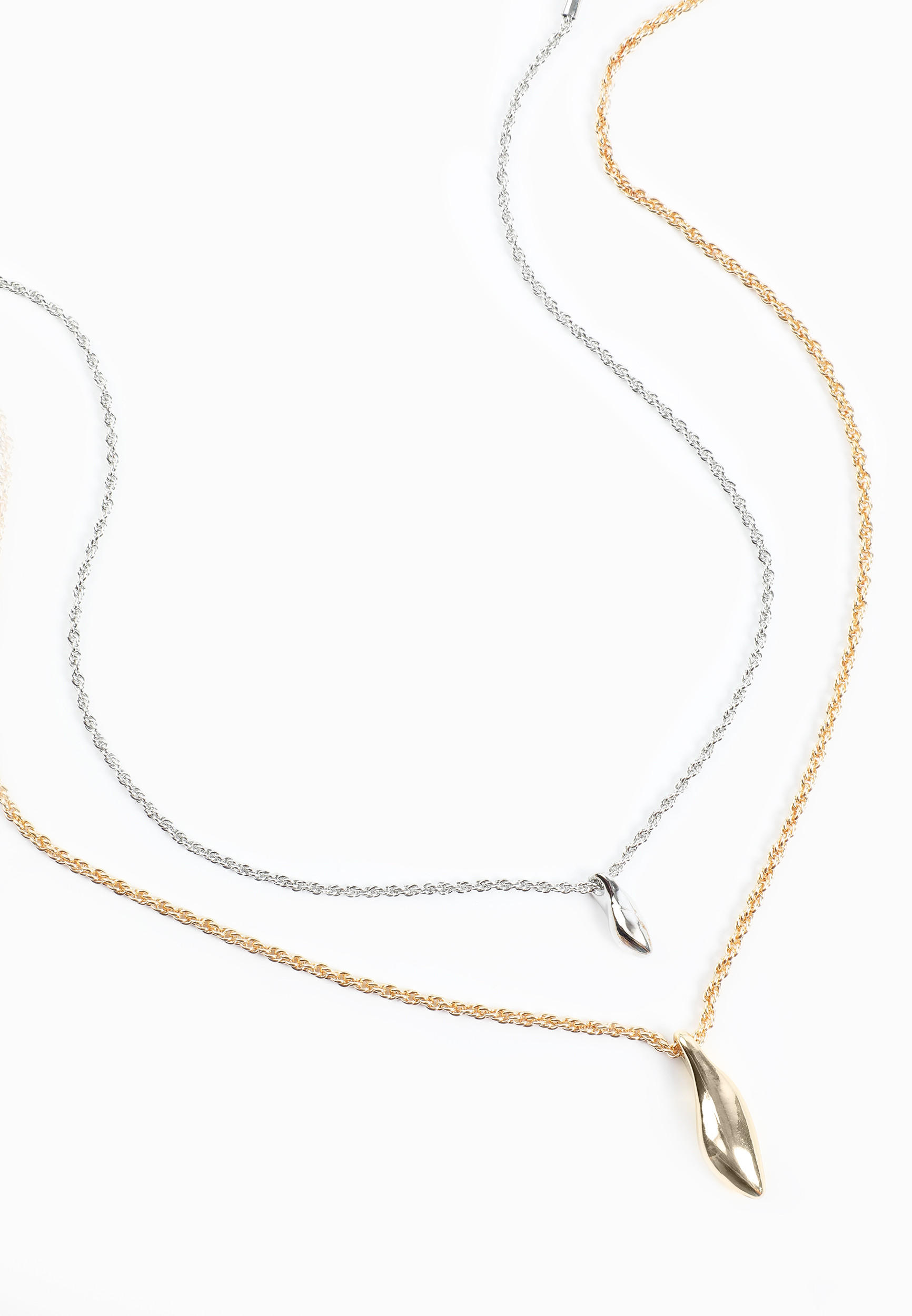 Gold And Silver Layered Pendant Necklace Set