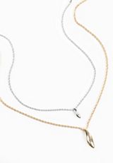 Gold And Silver Layered Pendant Necklace Set, MIXED METAL, small