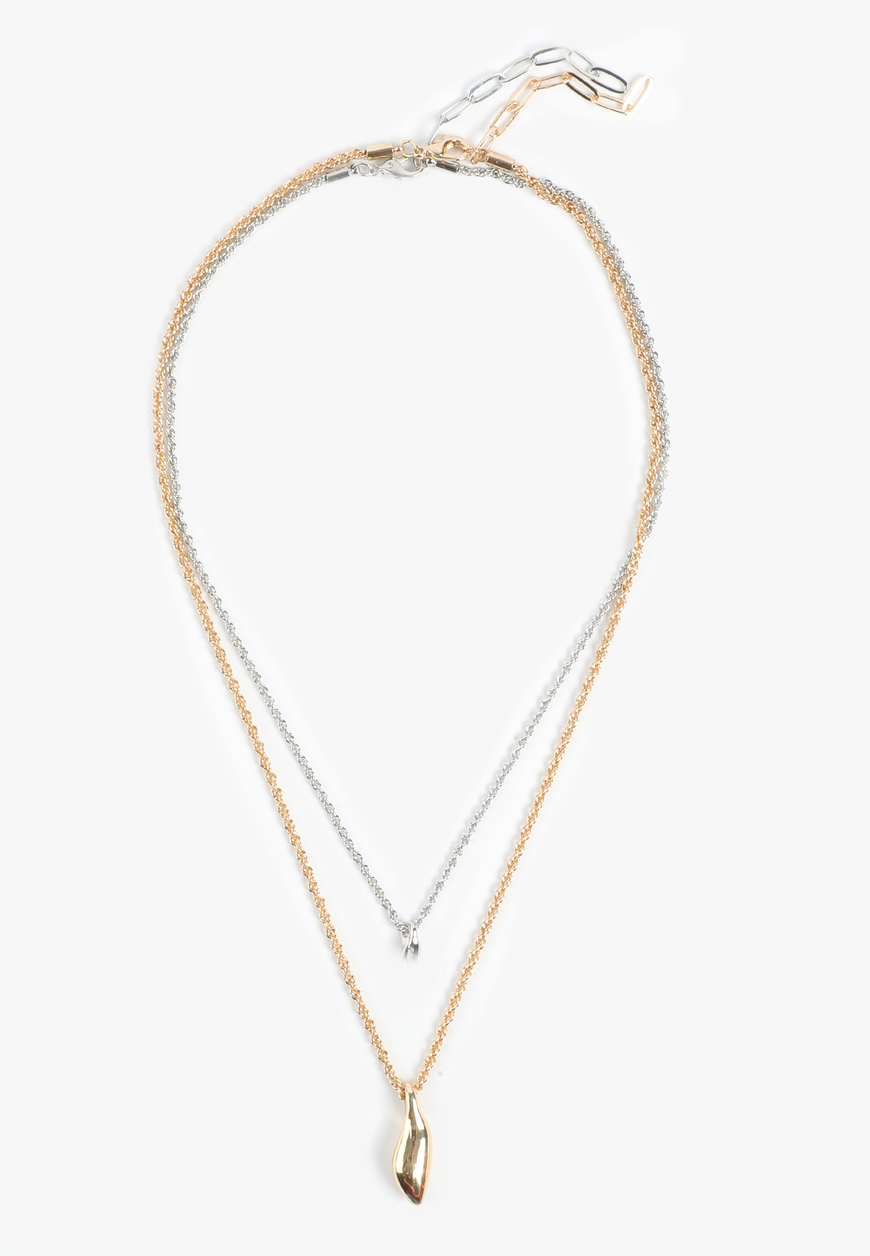Gold And Silver Layered Pendant Necklace Set, MIXED METAL, large
