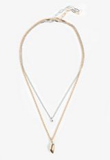 Gold And Silver Layered Pendant Necklace Set, MIXED METAL, small