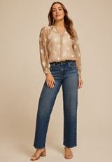 Sheer Floral Embroidered Blouse, C574, small
