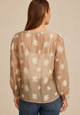 Sheer Floral Embroidered Blouse, C574, small