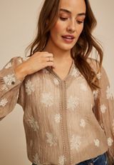Sheer Floral Embroidered Blouse, C574, small