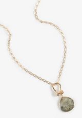 Gold Link Labradorite Stone Pendant Necklace, C605, small