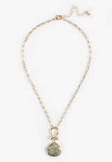 Gold Link Labradorite Stone Pendant Necklace, C605, small