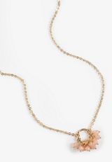 Pink Bead Cluster Necklace, GOLD, small