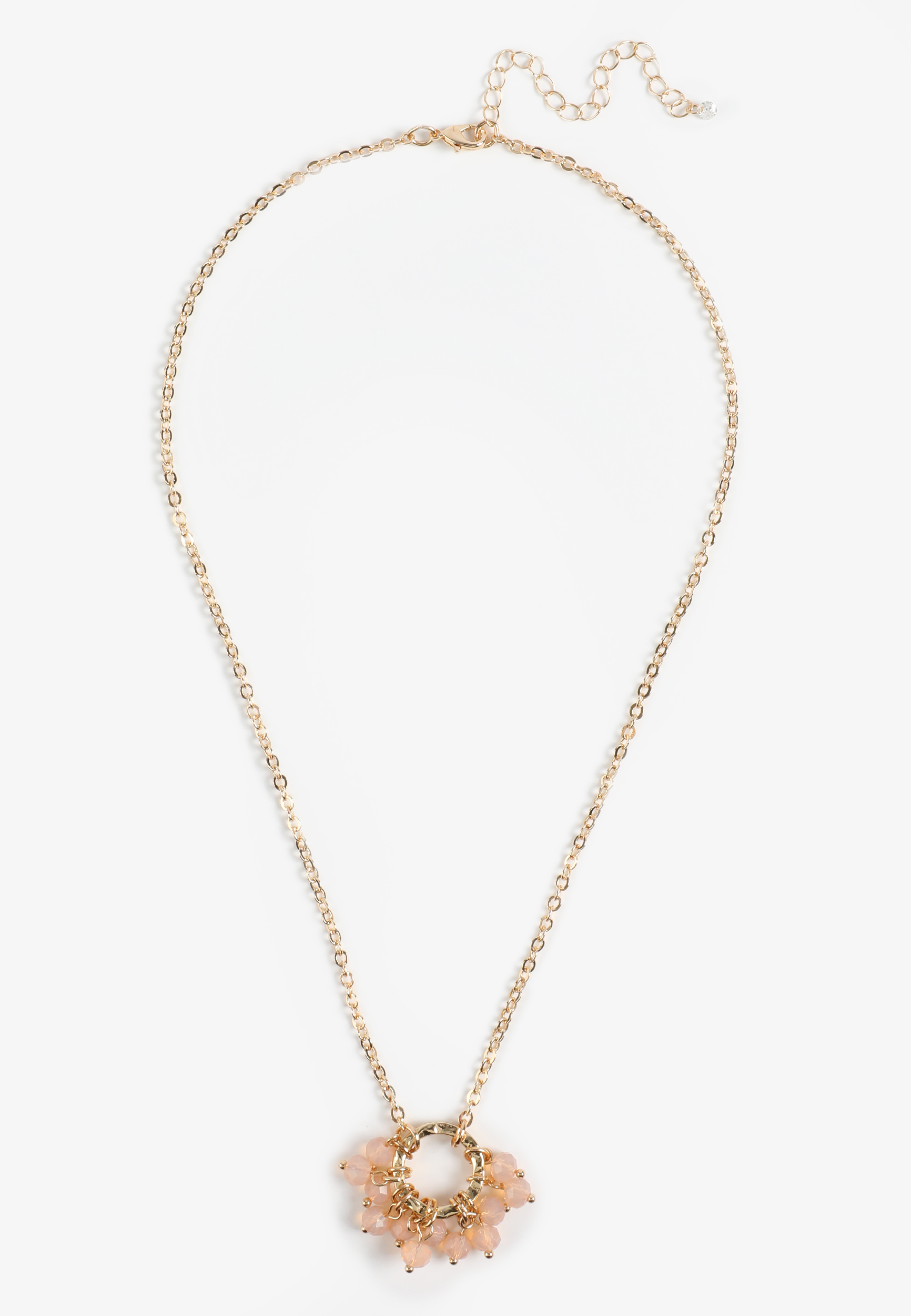 Pink Bead Cluster Necklace, GOLD, large