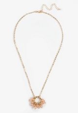 Pink Bead Cluster Necklace, GOLD, small