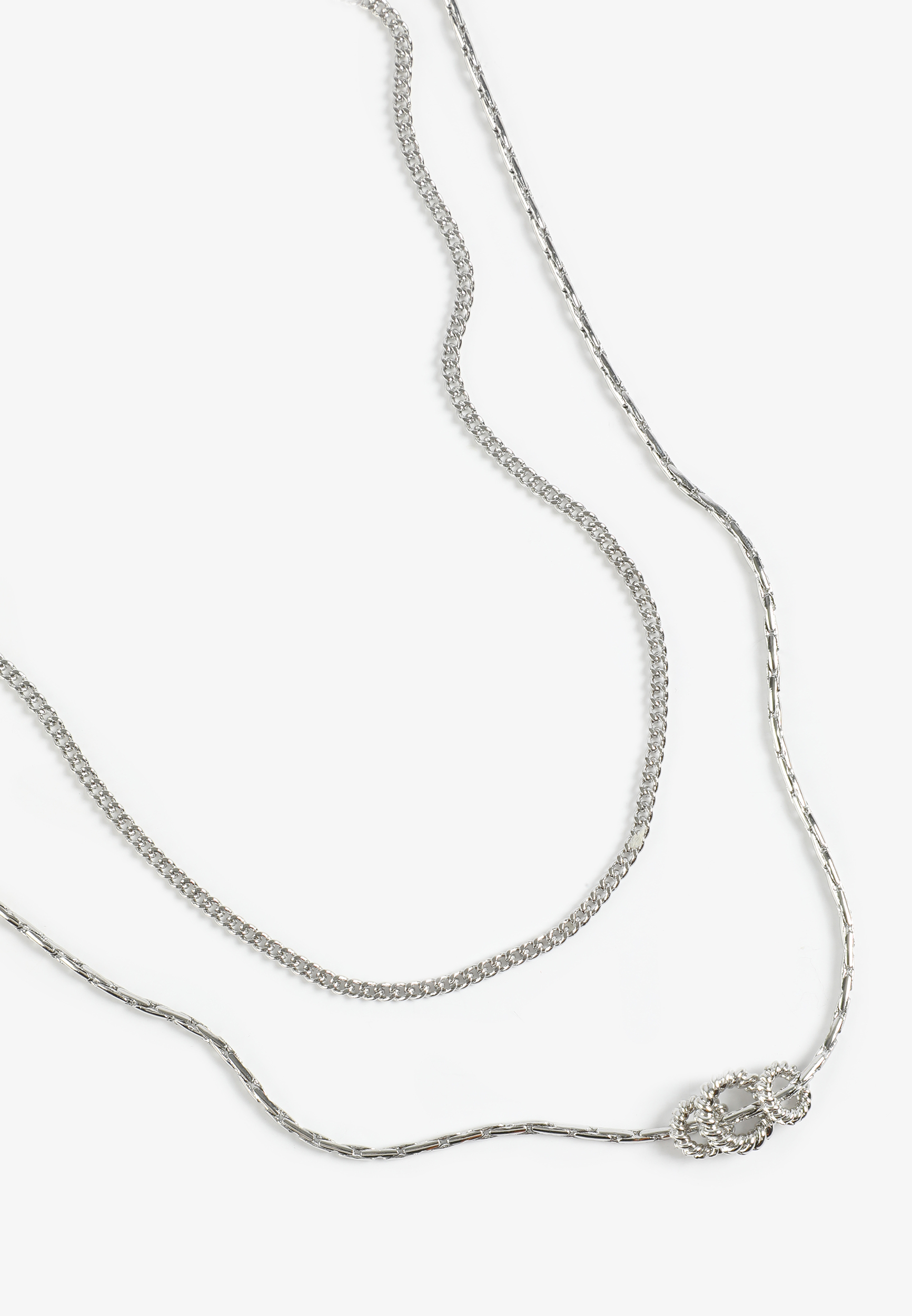 Silver Layered Beaded Necklace