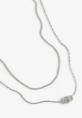 Silver Layered Beaded Necklace, C431, small