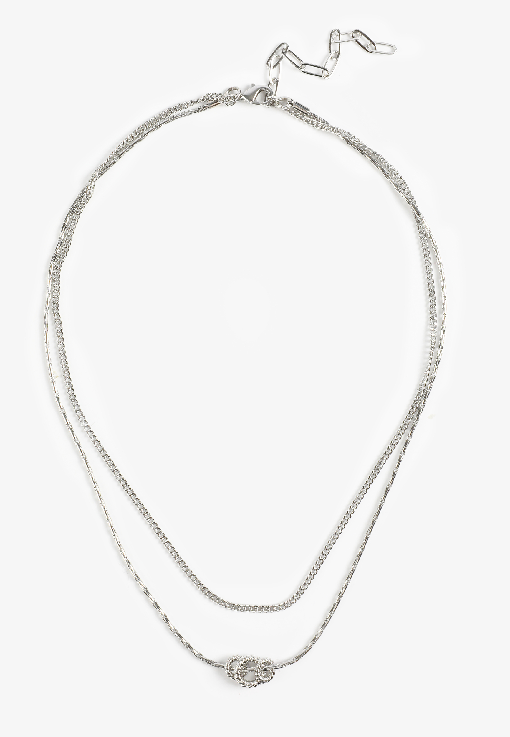 Silver Layered Beaded Necklace, C431, large