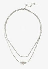 Silver Layered Beaded Necklace, C431, small