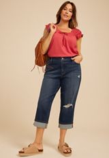 Plus Size m jeans by maurices&trade; Dark High Rise Relaxed Straight Cropped Jean, C258, small