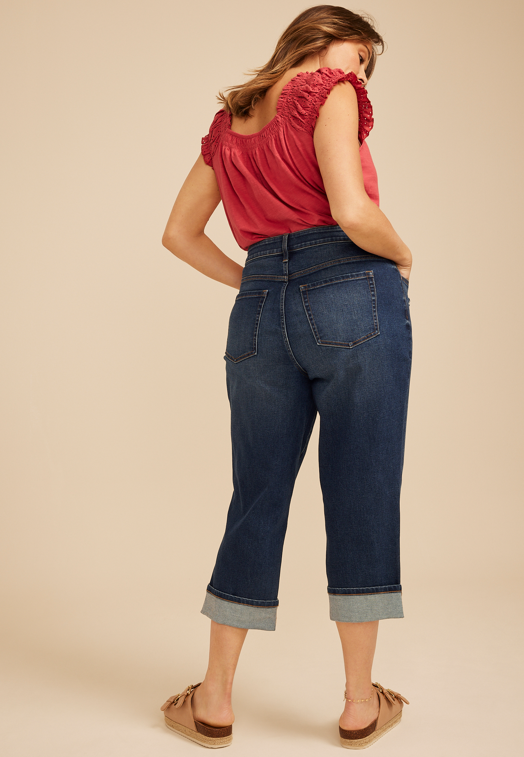 Plus Size m jeans by maurices&trade; Dark High Rise Relaxed Straight Cropped Jean, C258, large