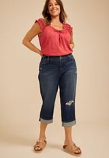 Plus Size m jeans by maurices&trade; Dark High Rise Relaxed Straight Cropped Jean, C258, small