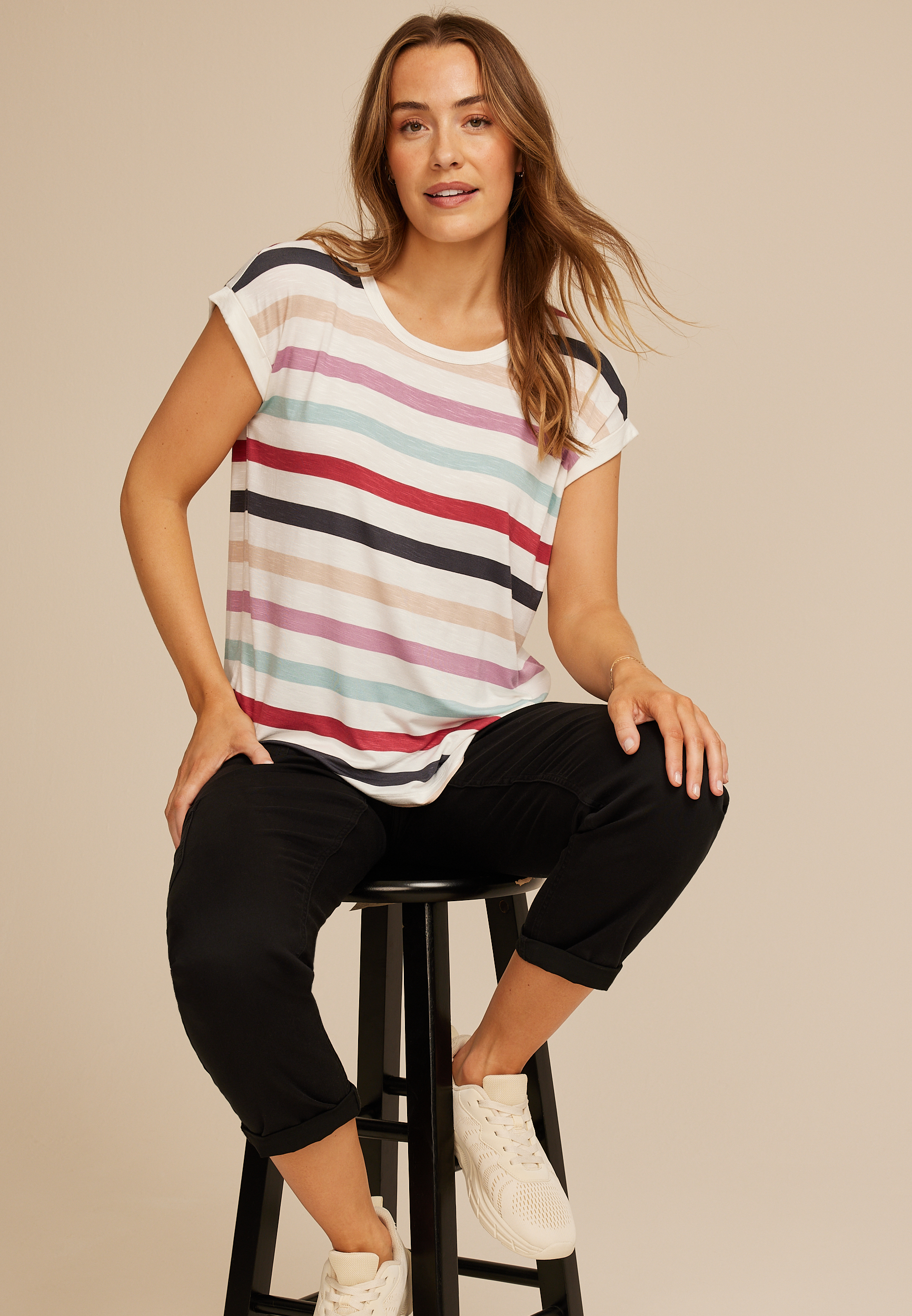 24/7 Clara Striped Tee, C1524, large