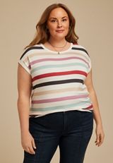 Plus Size 24/7 Clara Striped Tee, C1524, small