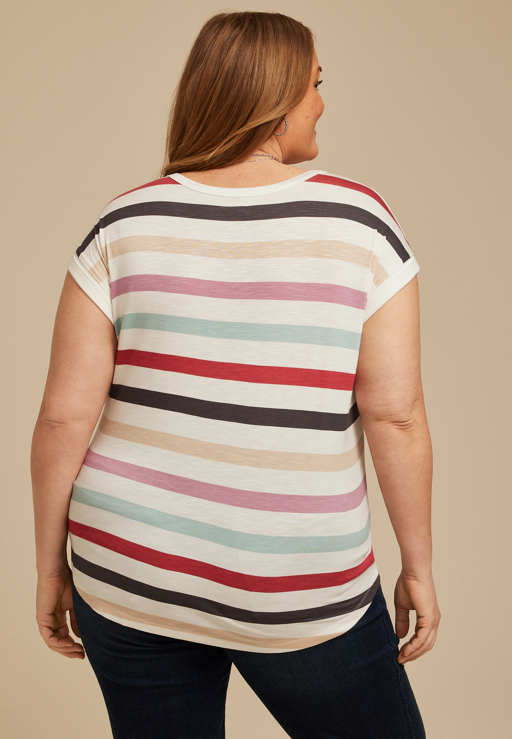 Plus Size 24/7 Clara Striped Tee, C1524, large