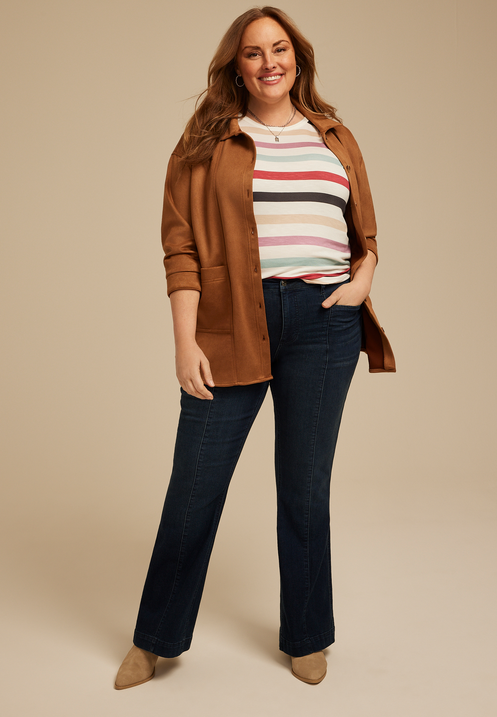 Plus Size 24/7 Clara Striped Tee, C1524, large