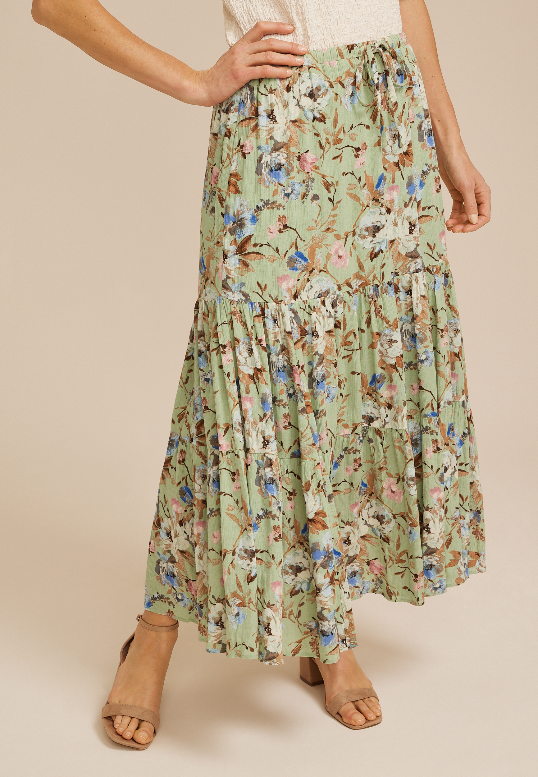 Floral Tiered Maxi Skirt