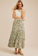 Floral Tiered Maxi Skirt, C8712, small
