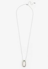 Silver Oval Pendant Necklace, SILVER, small
