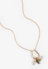 Gold Hammered Teardrop Cluster Necklace, GOLD, small