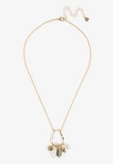Gold Hammered Teardrop Cluster Necklace, GOLD, small